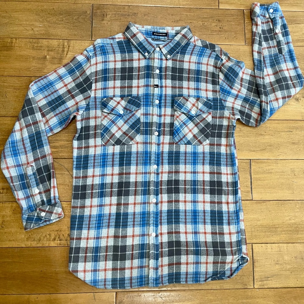 Imperial Motion Blue and Gray Casual Button Down Shirt